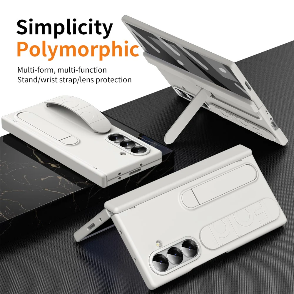 For Samsung Galaxy Z Fold7 5G Case Kickstand Wristband Hard PC Phone Cover - White - Image 4