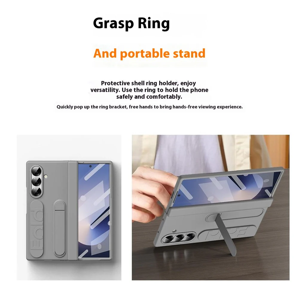 For Samsung Galaxy Z Fold7 5G Case Kickstand Wristband Hard PC Phone Cover with Pen Slot / Stylus - Blue - Image 5