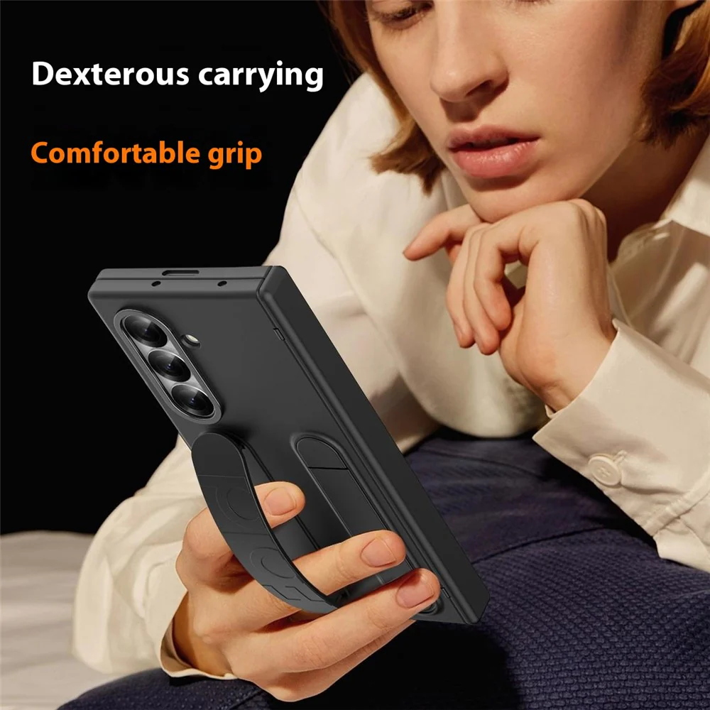 For Samsung Galaxy Z Fold7 5G Case Kickstand Wristband Hard PC Phone Cover with Pen Slot / Stylus - Blue - Image 6