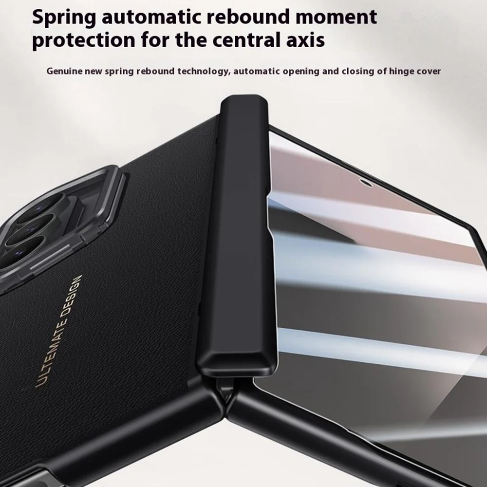 For Samsung Galaxy Z Fold7 5G Case Leather + PC Phone Cover with HD Tempered Glass Film, Lens Kickstand - White - Image 7