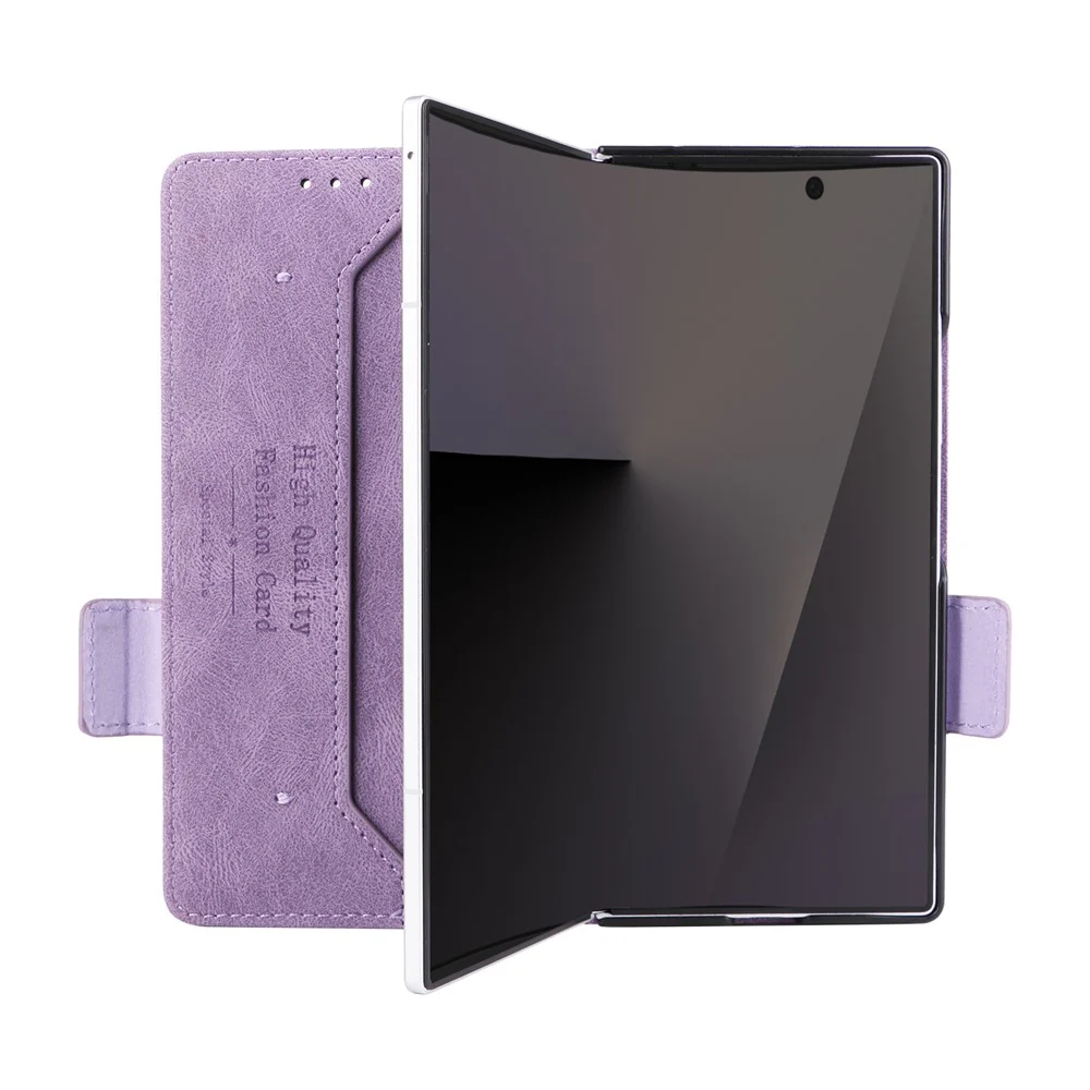 For Samsung Galaxy Z Fold7 5G Case Leather Wallet Flip Phone Cover with Hardware Decor - Purple - Image 3