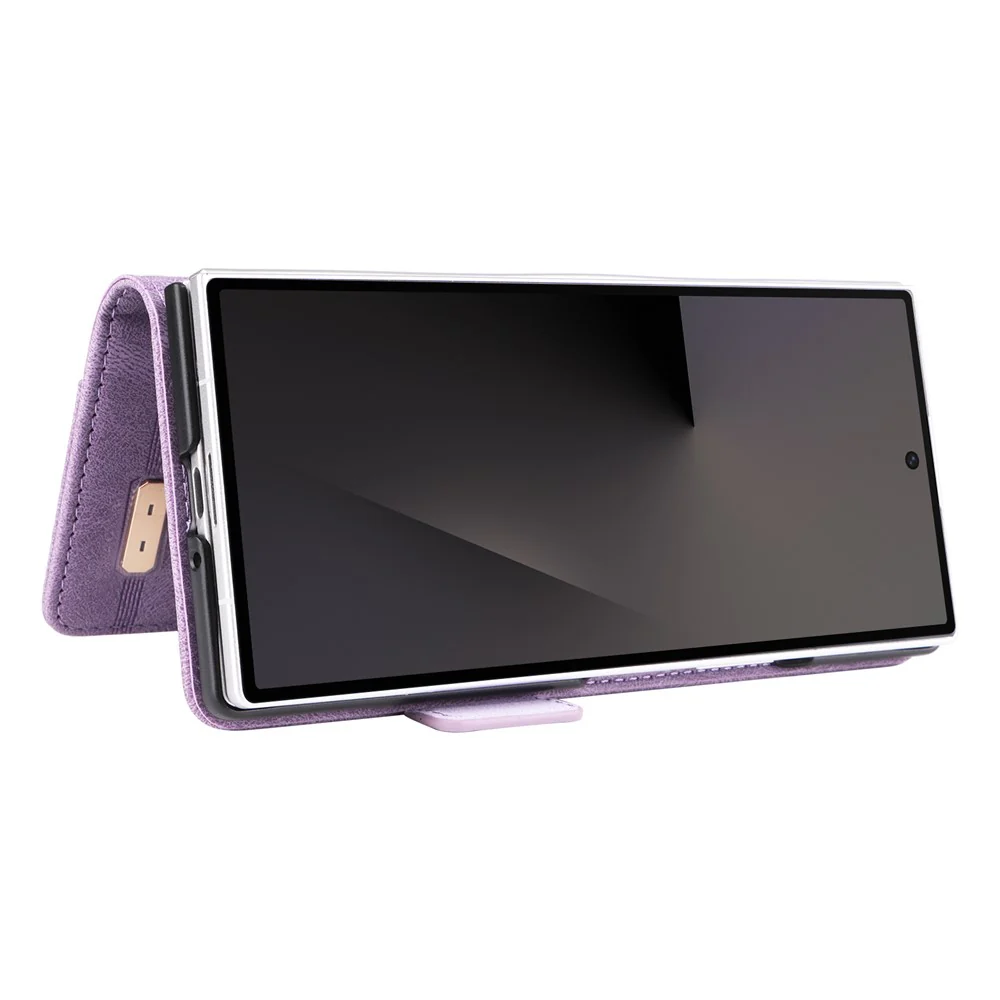 For Samsung Galaxy Z Fold7 5G Case Leather Wallet Flip Phone Cover with Hardware Decor - Purple - Image 4