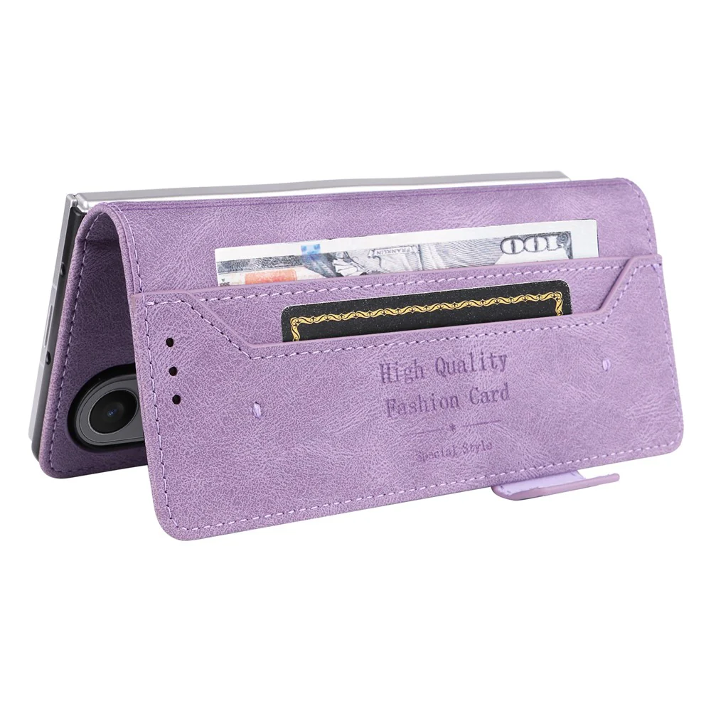 For Samsung Galaxy Z Fold7 5G Case Leather Wallet Flip Phone Cover with Hardware Decor - Purple - Image 5
