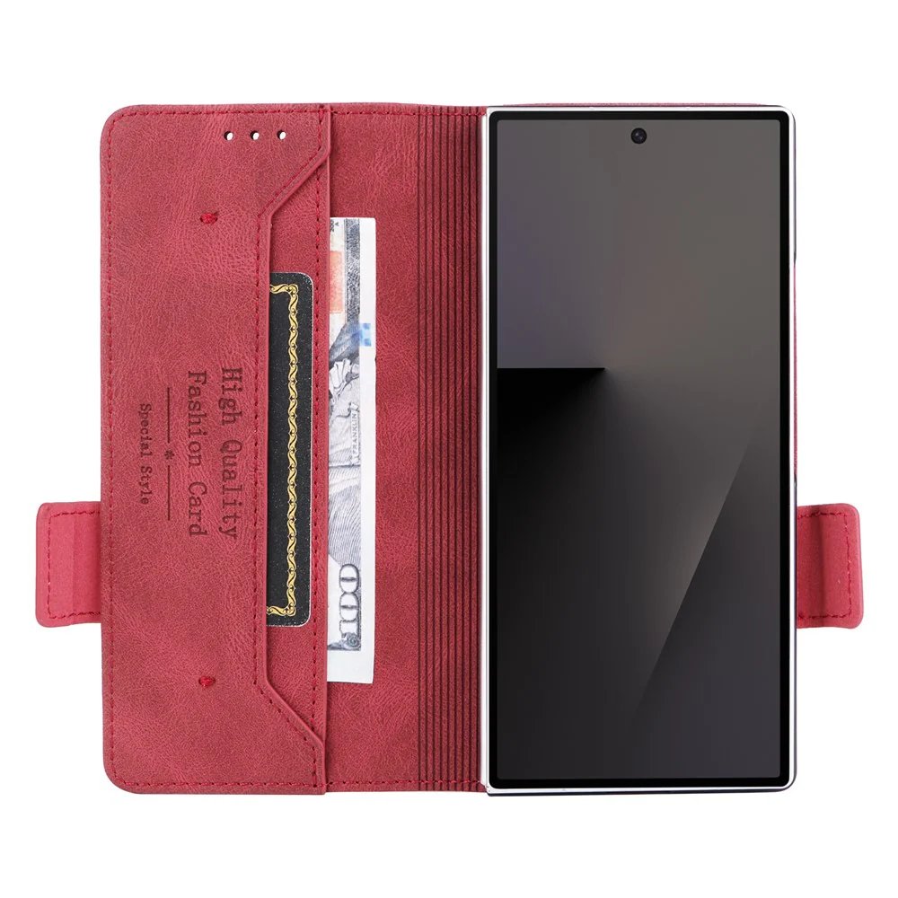 For Samsung Galaxy Z Fold7 5G Case Leather Wallet Flip Phone Cover with Hardware Decor - Rose - Image 2