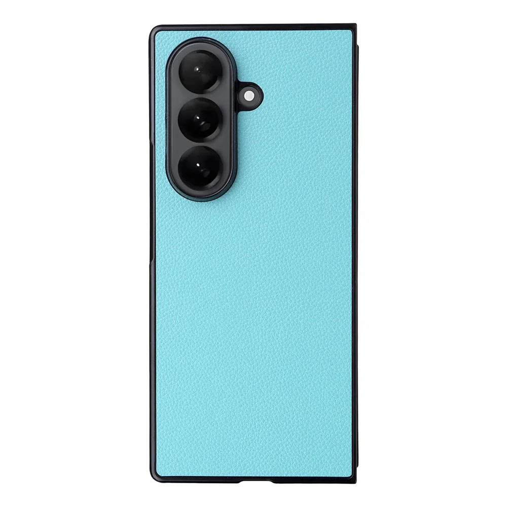 For Samsung Galaxy Z Fold7 5G Case Litchi Texture Leather + Hard PC Phone Cover - Baby Blue - Image 5