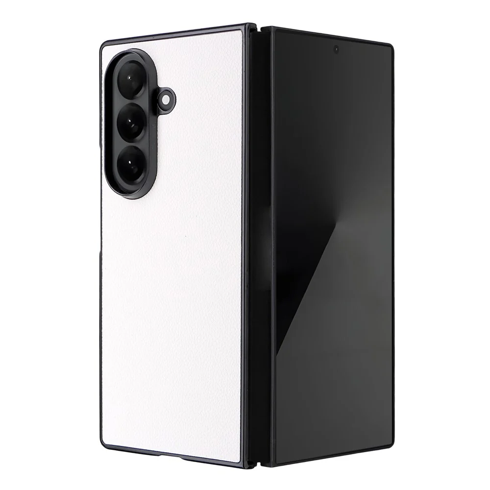 For Samsung Galaxy Z Fold7 5G Case Litchi Texture Leather + Hard PC Phone Cover - White - Image 4