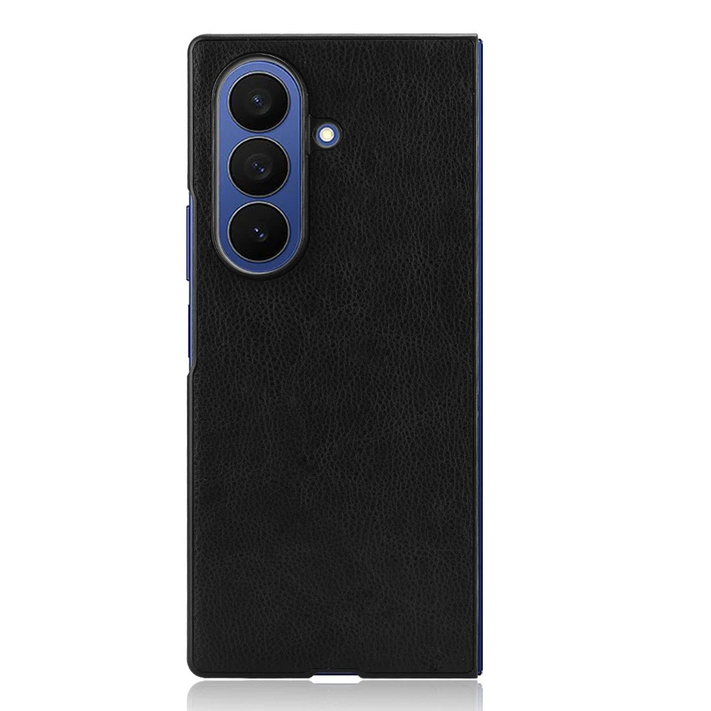 For Samsung Galaxy Z Fold7 5G Case Litchi Texture PU Leather + PC Phone Cover - Black - Image 2