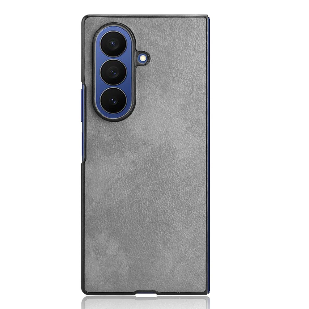 For Samsung Galaxy Z Fold7 5G Case Litchi Texture PU Leather + PC Phone Cover - Grey - Image 2