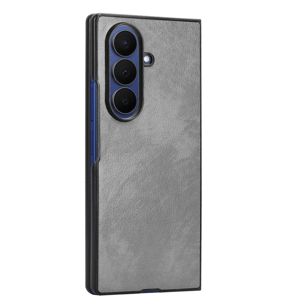 For Samsung Galaxy Z Fold7 5G Case Litchi Texture PU Leather + PC Phone Cover - Grey - Image 3