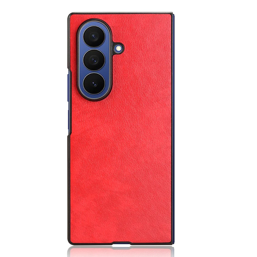 For Samsung Galaxy Z Fold7 5G Case Litchi Texture PU Leather + PC Phone Cover - Red - Image 2