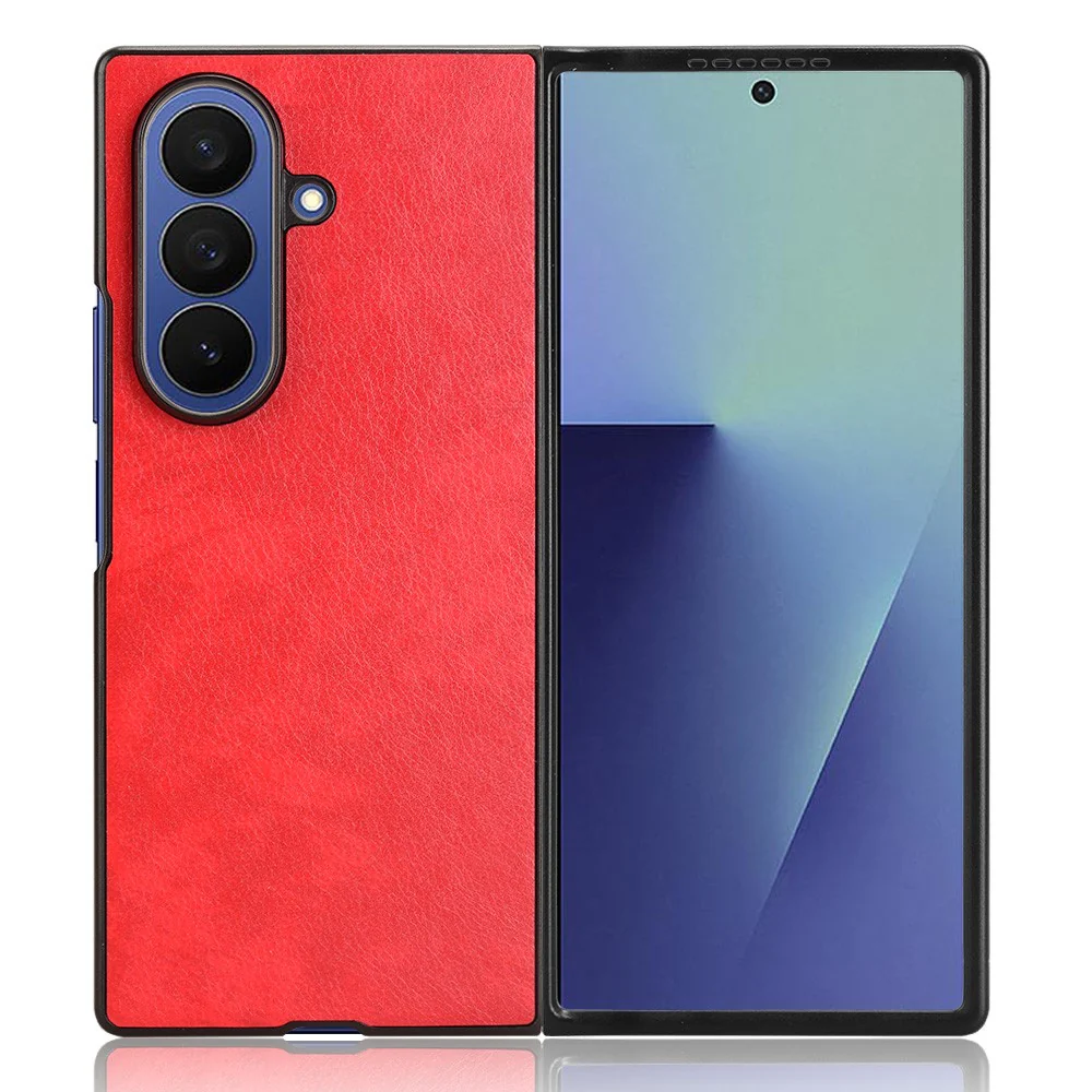 For Samsung Galaxy Z Fold7 5G Case Litchi Texture PU Leather + PC Phone Cover - Red - Image 5