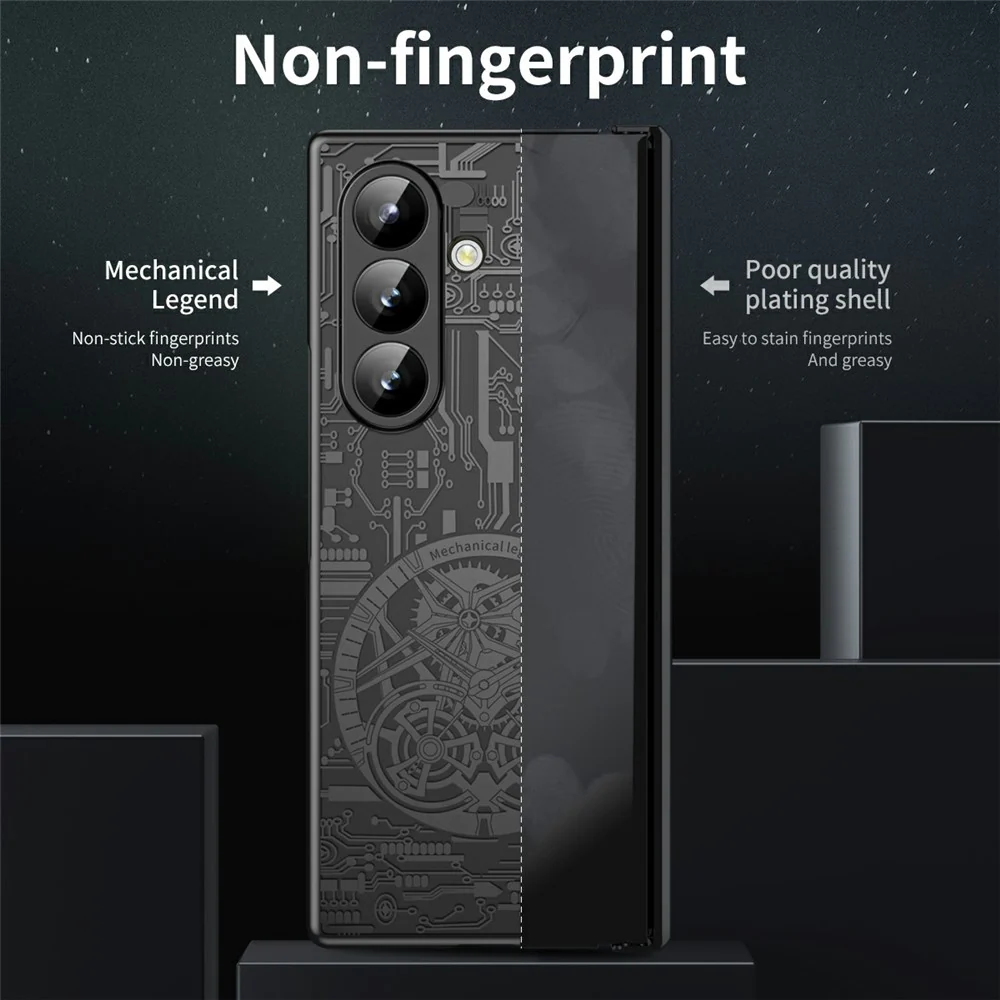 For Samsung Galaxy Z Fold7 5G Case Mechanical Legend Electroplating PC Phone Cover - Black - Image 6