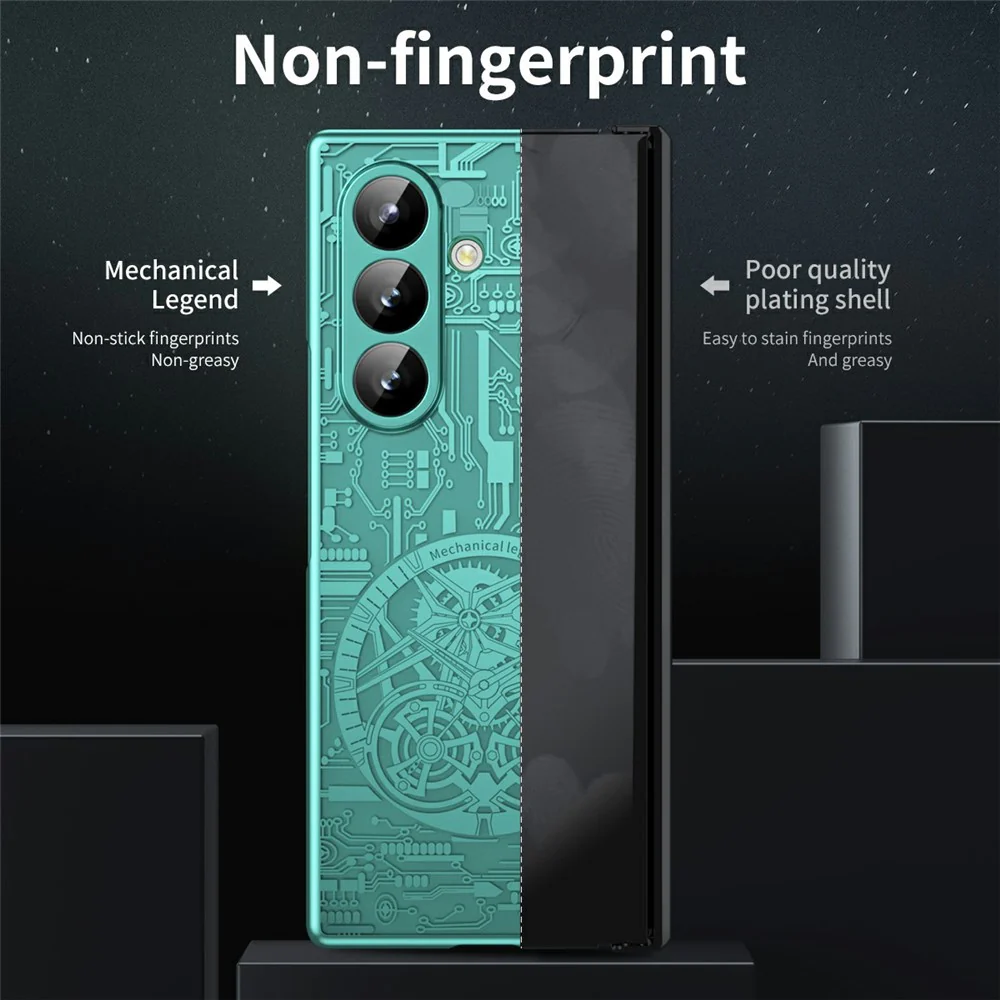 For Samsung Galaxy Z Fold7 5G Case Mechanical Legend Electroplating PC Phone Cover - Green - Image 6