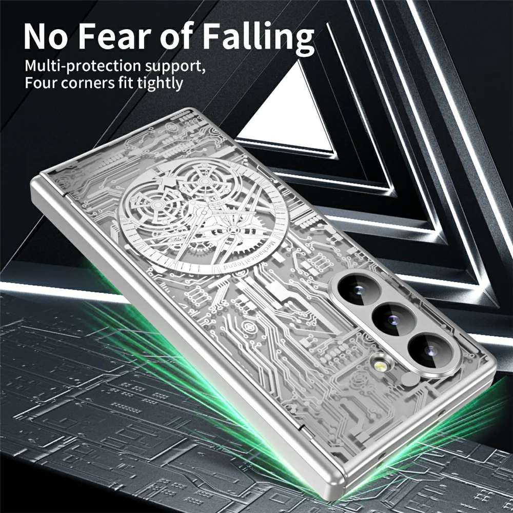 For Samsung Galaxy Z Fold7 5G Case Mechanical Legend Electroplating PC Phone Cover - Silver - Image 5