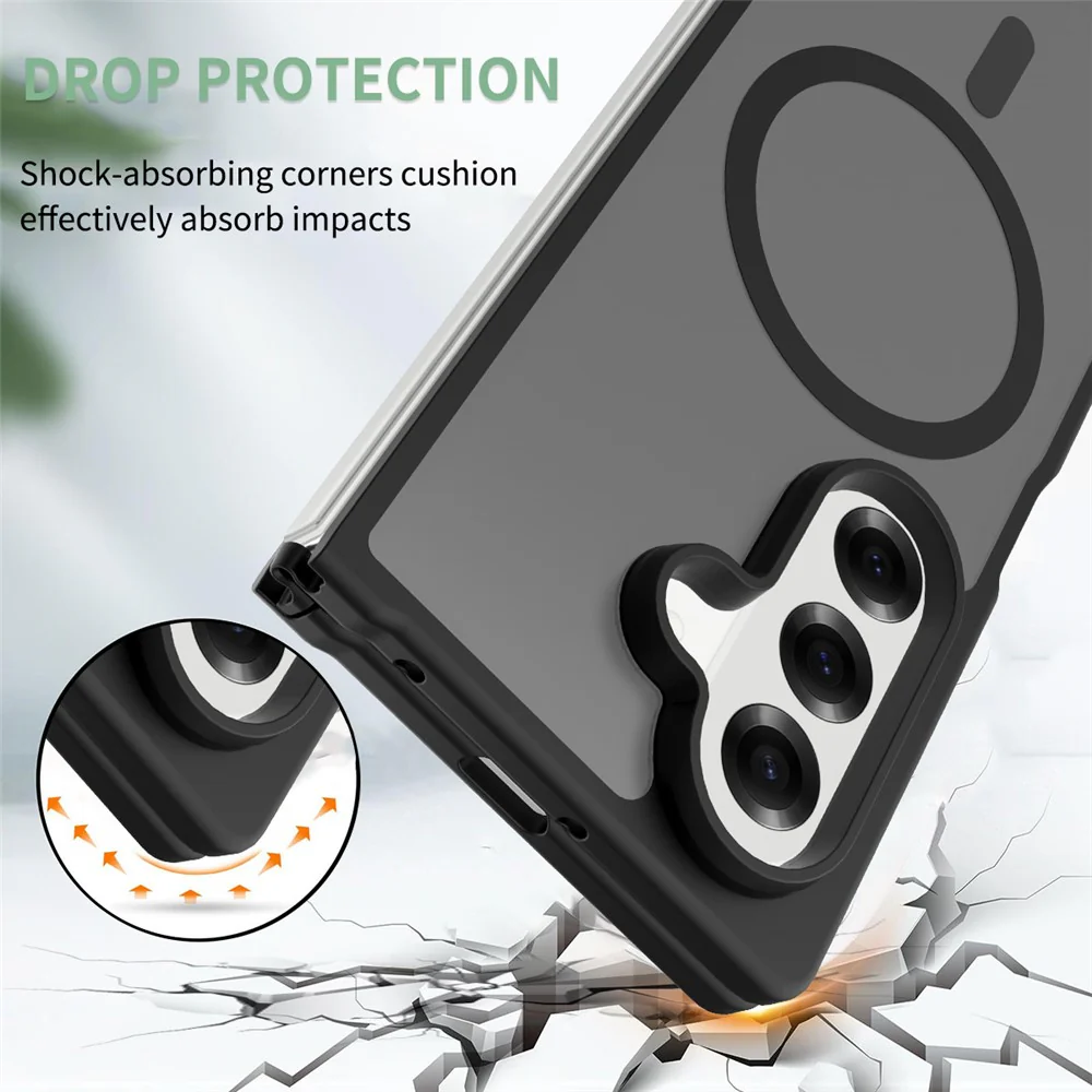 For Samsung Galaxy Z Fold7 5G Case PC + TPU Kickstand Phone Cover with Tempered Glass Screen Film - Black - Image 3