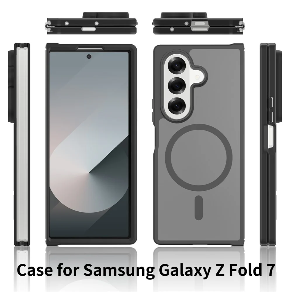 For Samsung Galaxy Z Fold7 5G Case PC + TPU Kickstand Phone Cover with Tempered Glass Screen Film - Black - Image 6