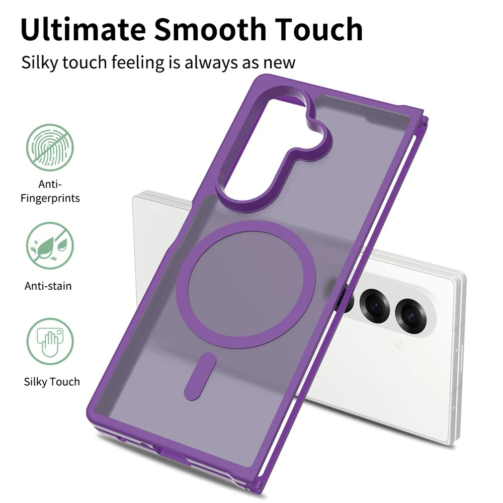For Samsung Galaxy Z Fold7 5G Case PC + TPU Kickstand Phone Cover with Tempered Glass Screen Film - Dark Purple - Image 2