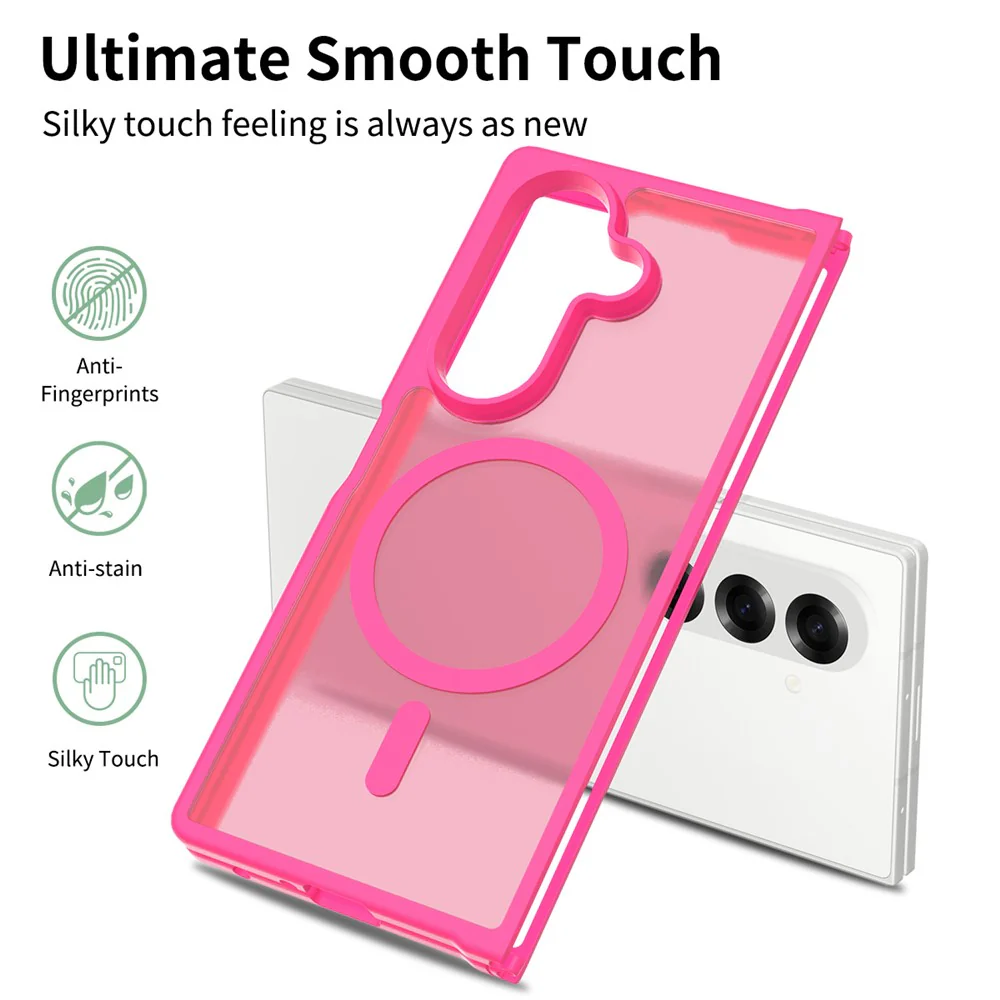 For Samsung Galaxy Z Fold7 5G Case PC + TPU Kickstand Phone Cover with Tempered Glass Screen Film - Rose - Image 2