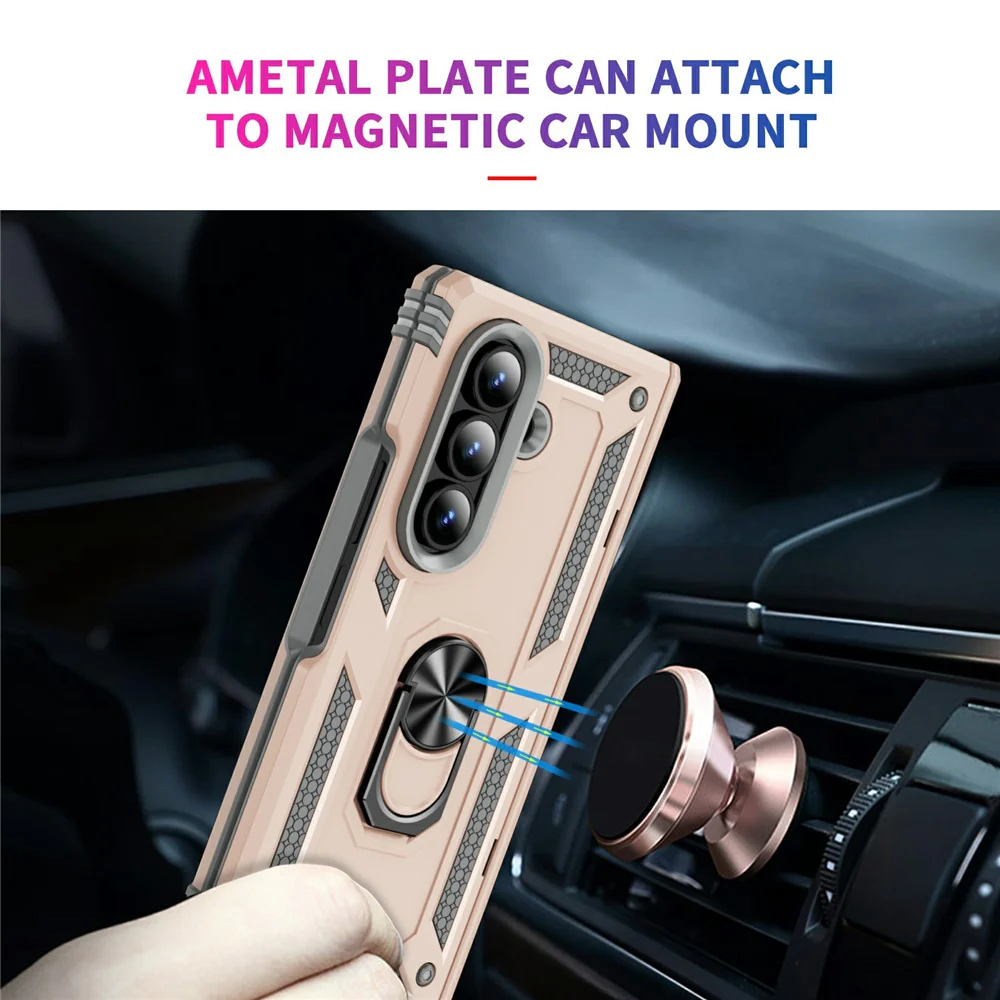 For Samsung Galaxy Z Fold7 5G Case PC + TPU Phone Cover with Kickstand - Apricot - Image 7