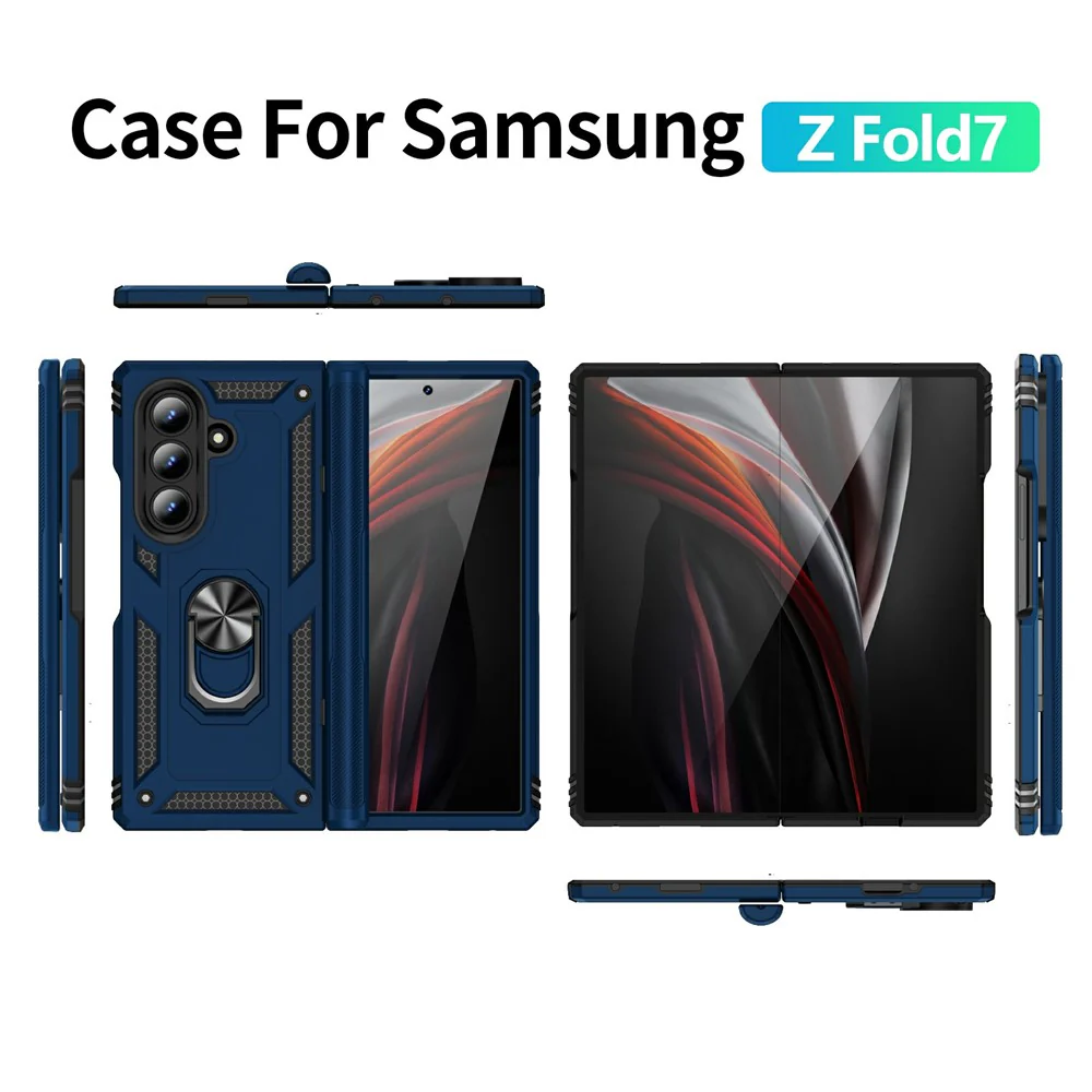 For Samsung Galaxy Z Fold7 5G Case PC + TPU Phone Cover with Kickstand - Blue - Image 8