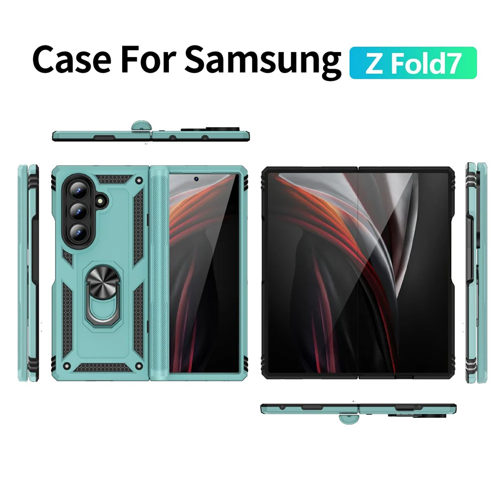 For Samsung Galaxy Z Fold7 5G Case PC + TPU Phone Cover with Kickstand - Grey Green - Image 8