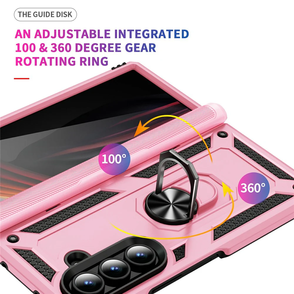 For Samsung Galaxy Z Fold7 5G Case PC + TPU Phone Cover with Kickstand - Pink - Image 5