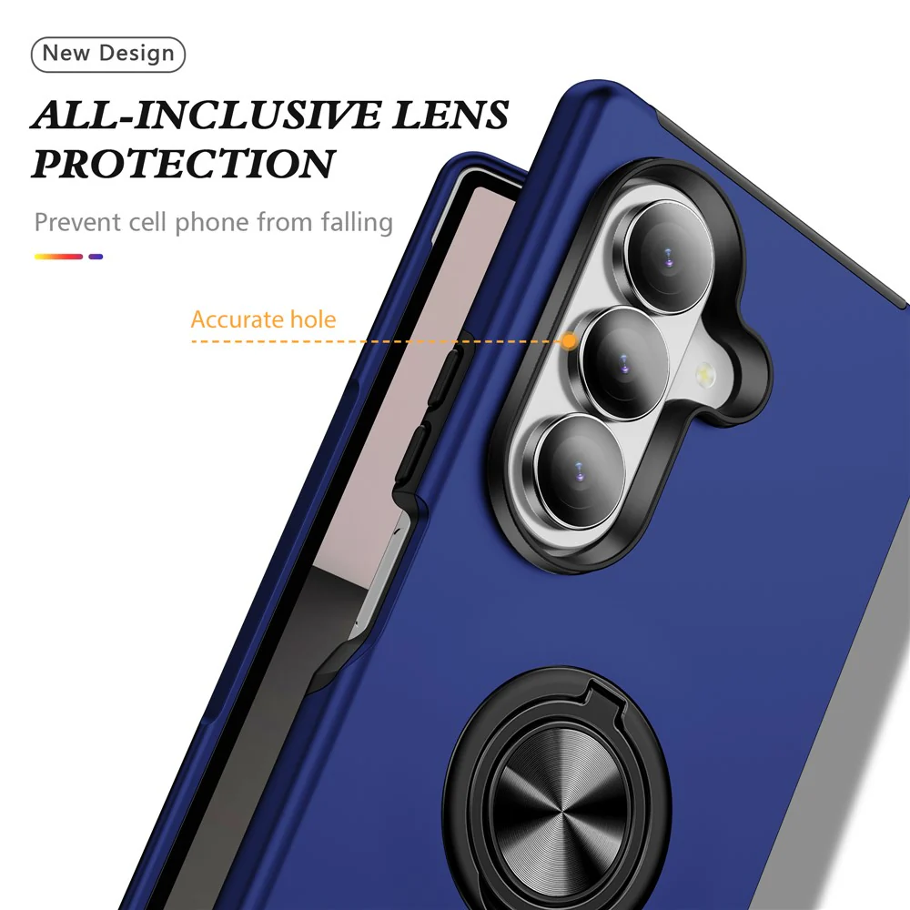 For Samsung Galaxy Z Fold7 5G Case PC + TPU Phone Cover with Rotatable Ring Holder - Blue - Image 7