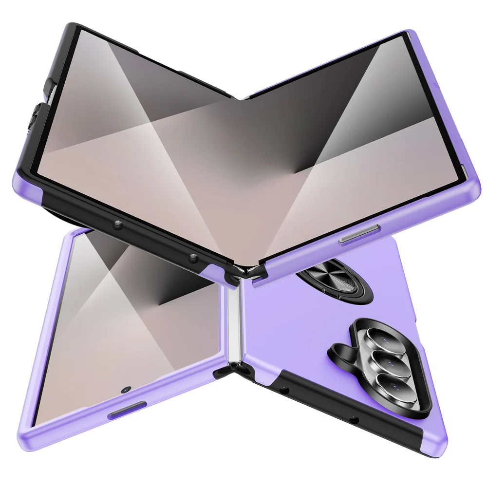 For Samsung Galaxy Z Fold7 5G Case PC + TPU Phone Cover with Rotatable Ring Holder - Purple - Image 2