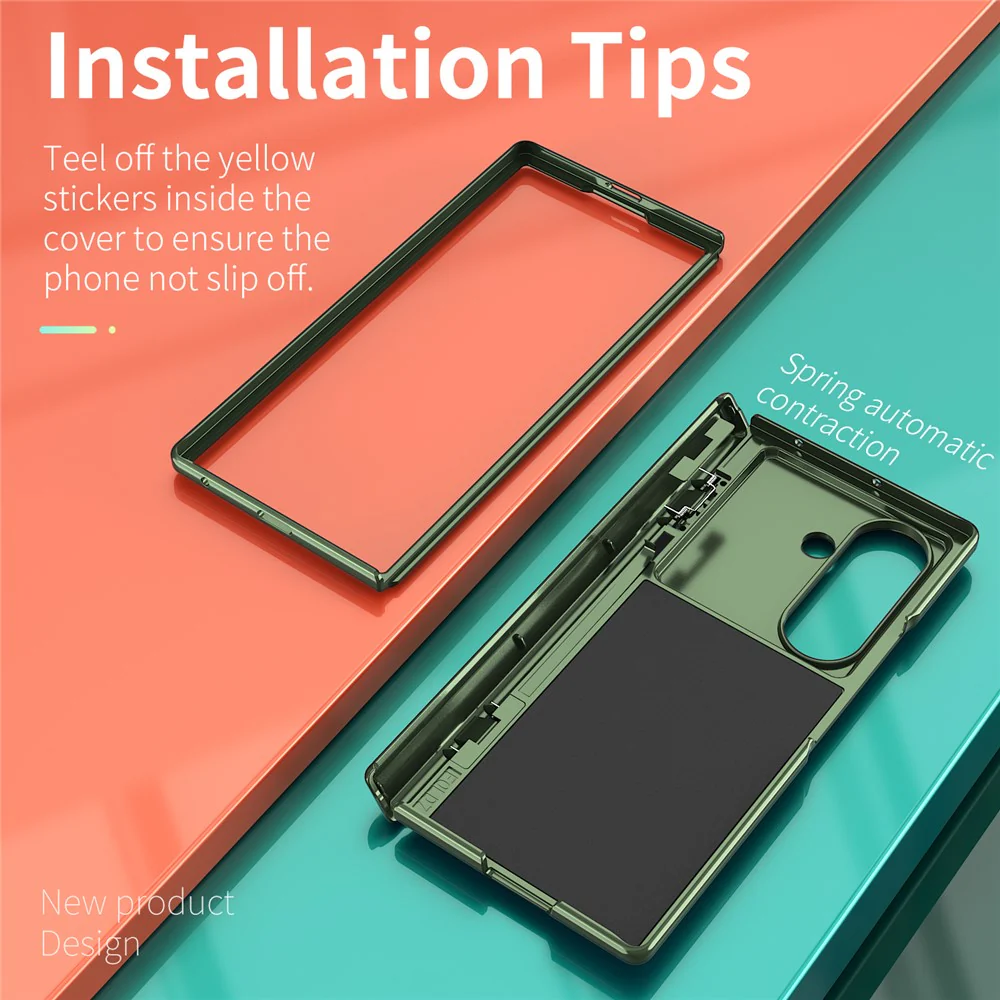 For Samsung Galaxy Z Fold7 5G Case PC + TPU Shockproof Phone Back Cover with Kickstand - Olive Green - Image 2