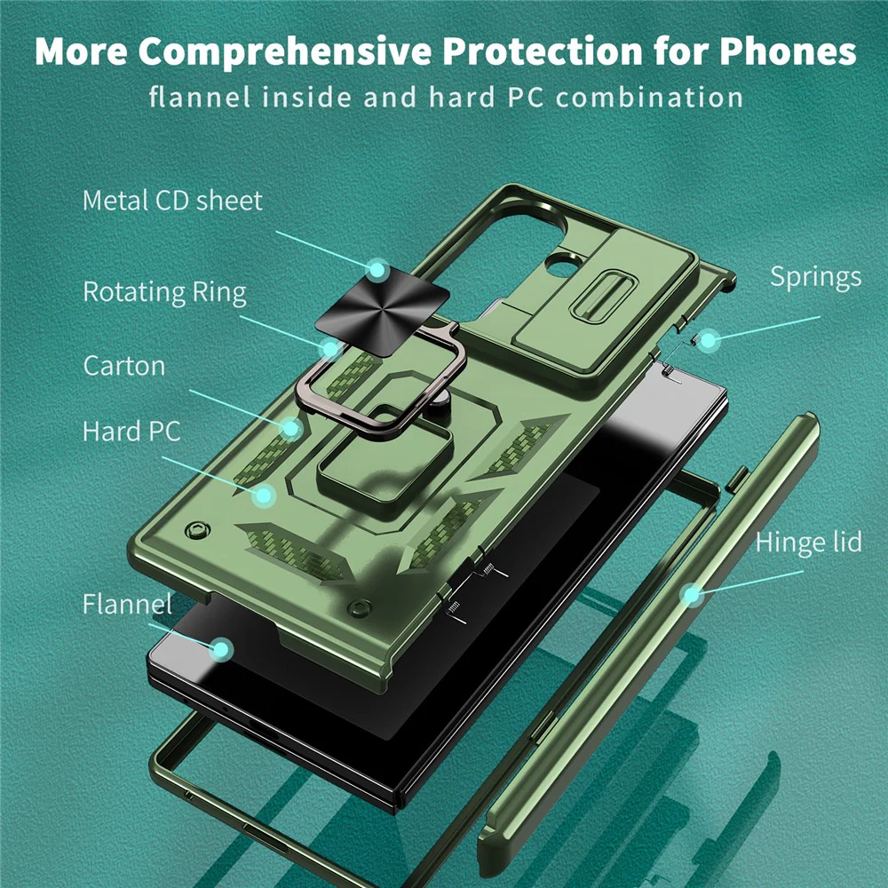For Samsung Galaxy Z Fold7 5G Case PC + TPU Shockproof Phone Back Cover with Kickstand - Olive Green - Image 6