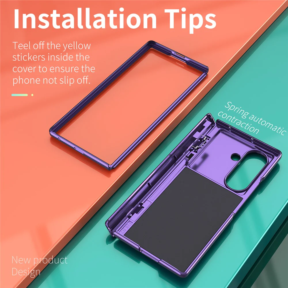 For Samsung Galaxy Z Fold7 5G Case PC + TPU Shockproof Phone Back Cover with Kickstand - Purple - Image 2