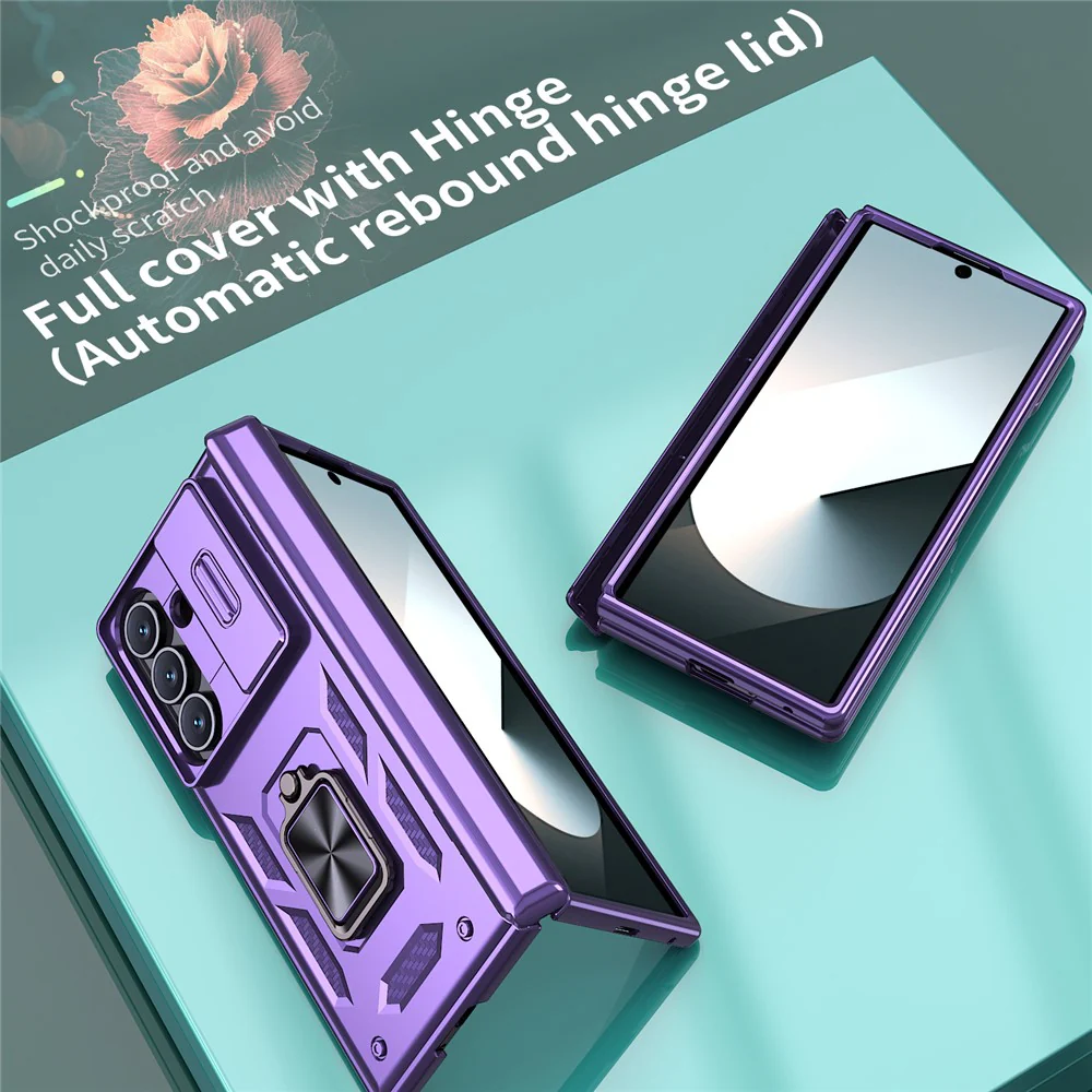 For Samsung Galaxy Z Fold7 5G Case PC + TPU Shockproof Phone Back Cover with Kickstand - Purple - Image 4