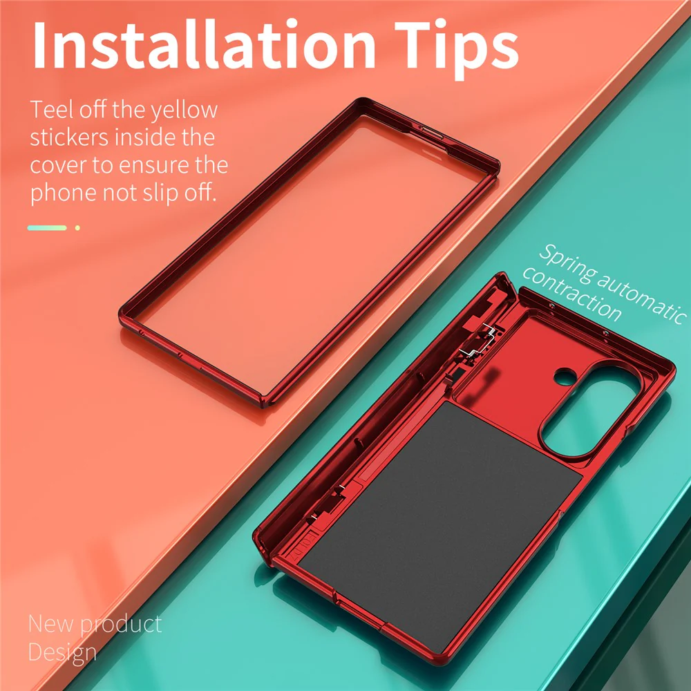 For Samsung Galaxy Z Fold7 5G Case PC + TPU Shockproof Phone Back Cover with Kickstand - Red - Image 2