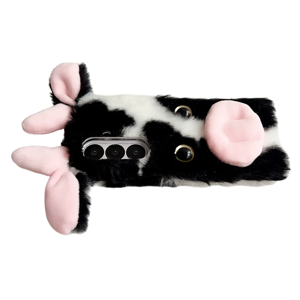 For Samsung Galaxy Z Fold7 5G Case Plush Cow Hard PC Protective Phone Cover - Red - Image 5