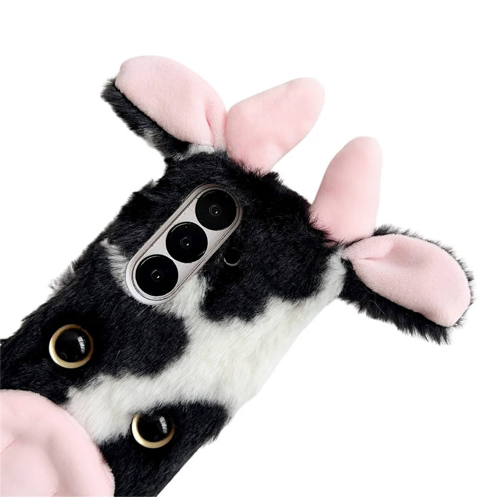 For Samsung Galaxy Z Fold7 5G Case Plush Cow Hard PC Protective Phone Cover - Red - Image 6