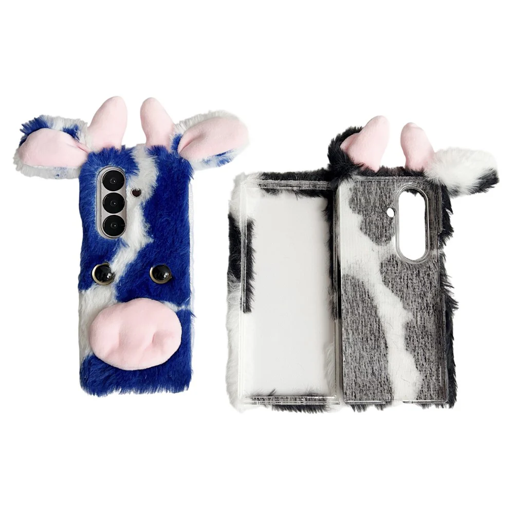For Samsung Galaxy Z Fold7 5G Case Plush Cow Hard PC Protective Phone Cover - Red - Image 7