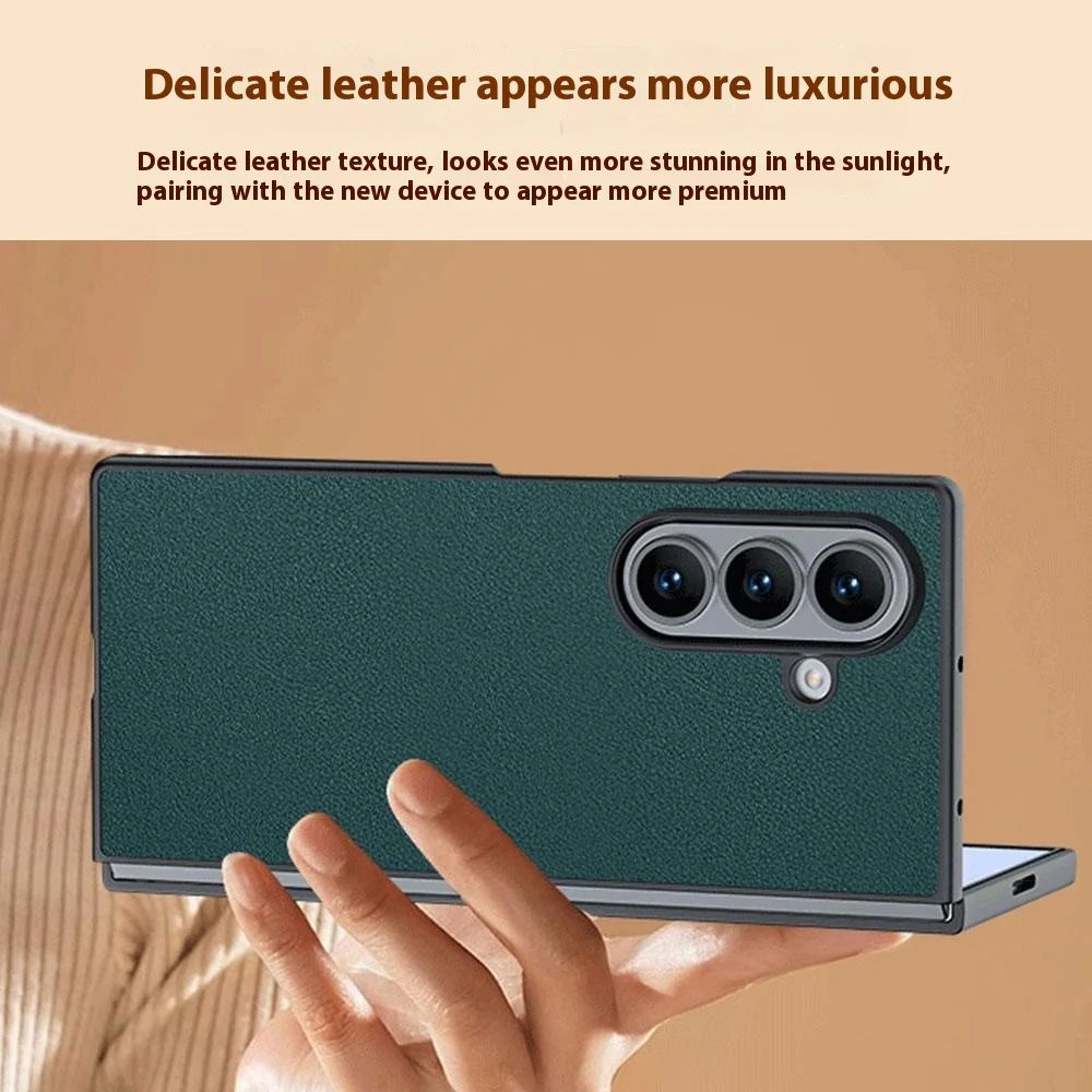 For Samsung Galaxy Z Fold7 5G Case PU Leather Coated PC Anti-Drop Folding Phone Cover - Black - Image 5