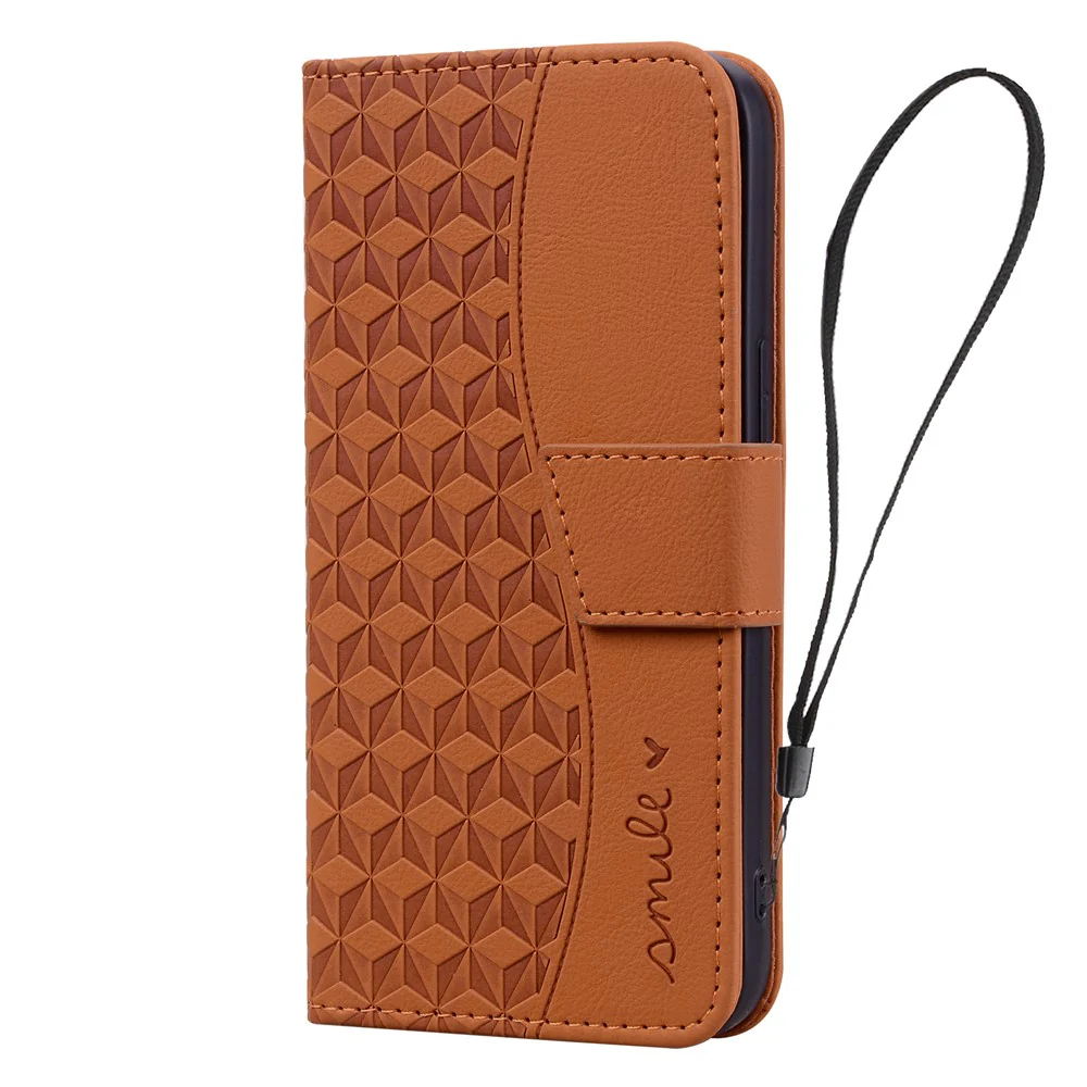 For Samsung Galaxy Z Fold7 5G Case Rhombus Pattern Leather Wallet Phone Cover with Wrist Strap - Brown - Image 5