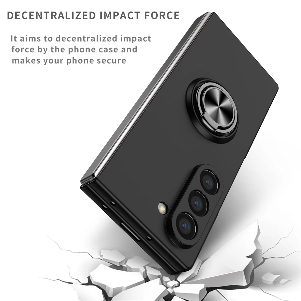 For Samsung Galaxy Z Fold7  5G Case Rotatable Ring Kickstand Hard PC Phone Cover - Black - Image 3