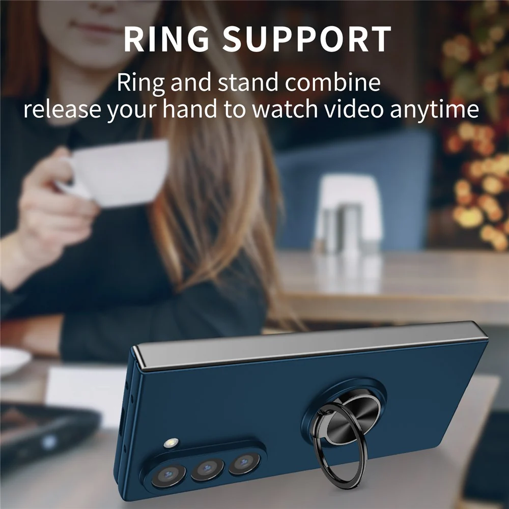 For Samsung Galaxy Z Fold7 5G Case Rotatable Ring Kickstand Hard PC Phone Cover - Dark Blue - Image 4