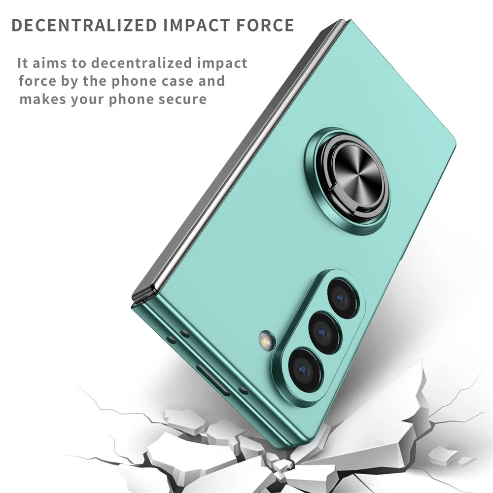 For Samsung Galaxy Z Fold7 5G Case Rotatable Ring Kickstand Hard PC Phone Cover - Sky Blue - Image 3