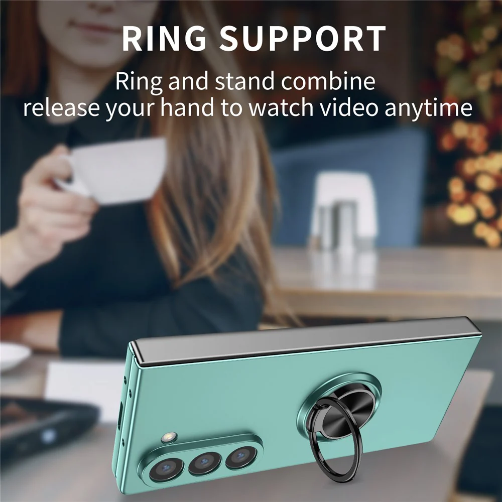 For Samsung Galaxy Z Fold7 5G Case Rotatable Ring Kickstand Hard PC Phone Cover - Sky Blue - Image 4