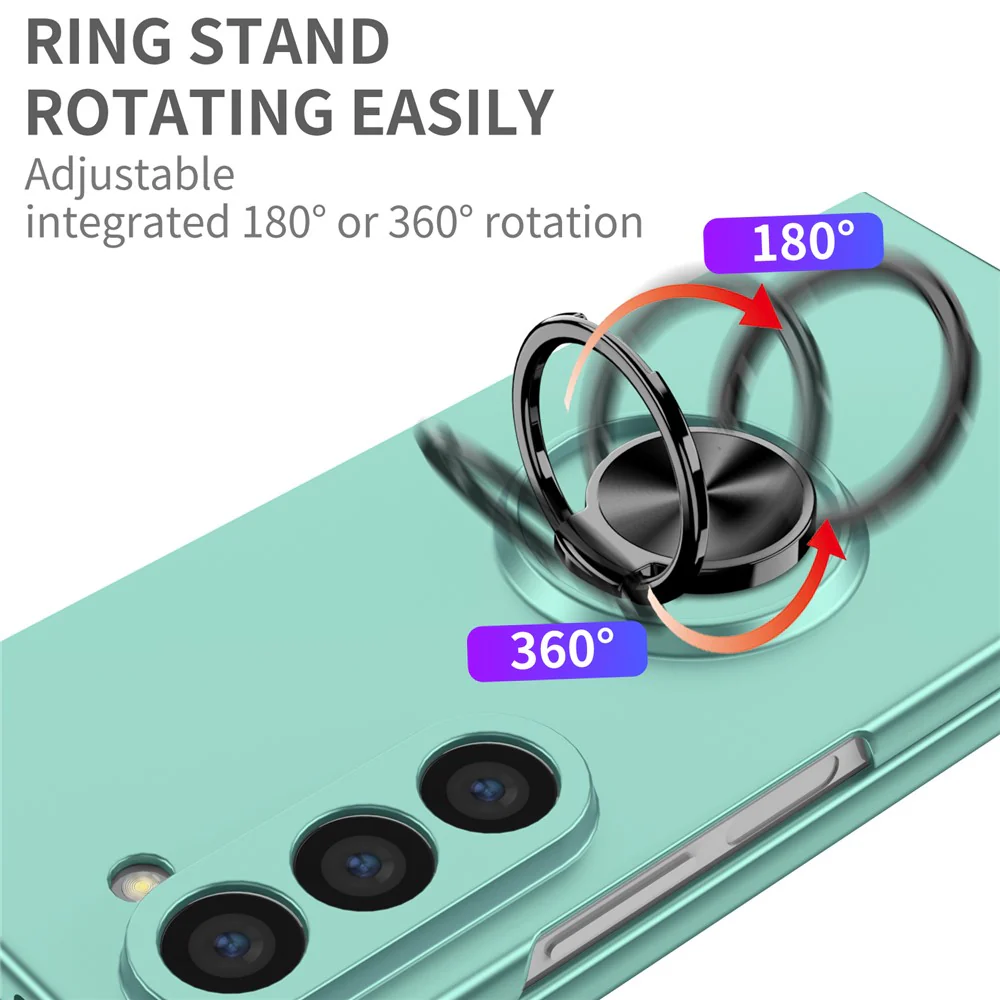 For Samsung Galaxy Z Fold7 5G Case Rotatable Ring Kickstand Hard PC Phone Cover - Sky Blue - Image 5