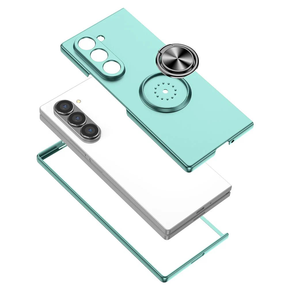 For Samsung Galaxy Z Fold7 5G Case Rotatable Ring Kickstand Hard PC Phone Cover - Sky Blue - Image 8
