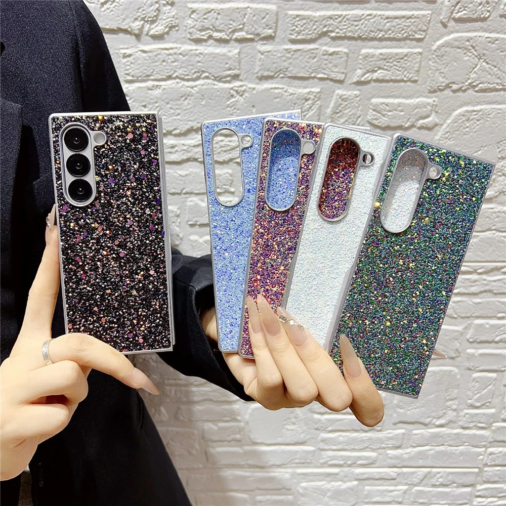 For Samsung Galaxy Z Fold7 5G Case Rubberized Silver Edge Phantom Glitter Hard PC Phone Cover - Black - Image 8