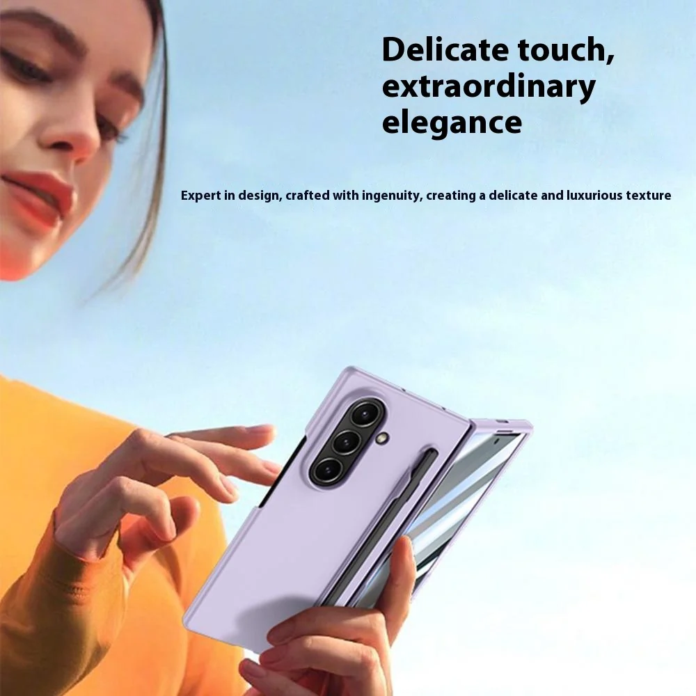 For Samsung Galaxy Z Fold7 5G Case Skin Feel Phone Cover with Tempered Glass Film  /  Pen Slot - Dark Green - Image 7