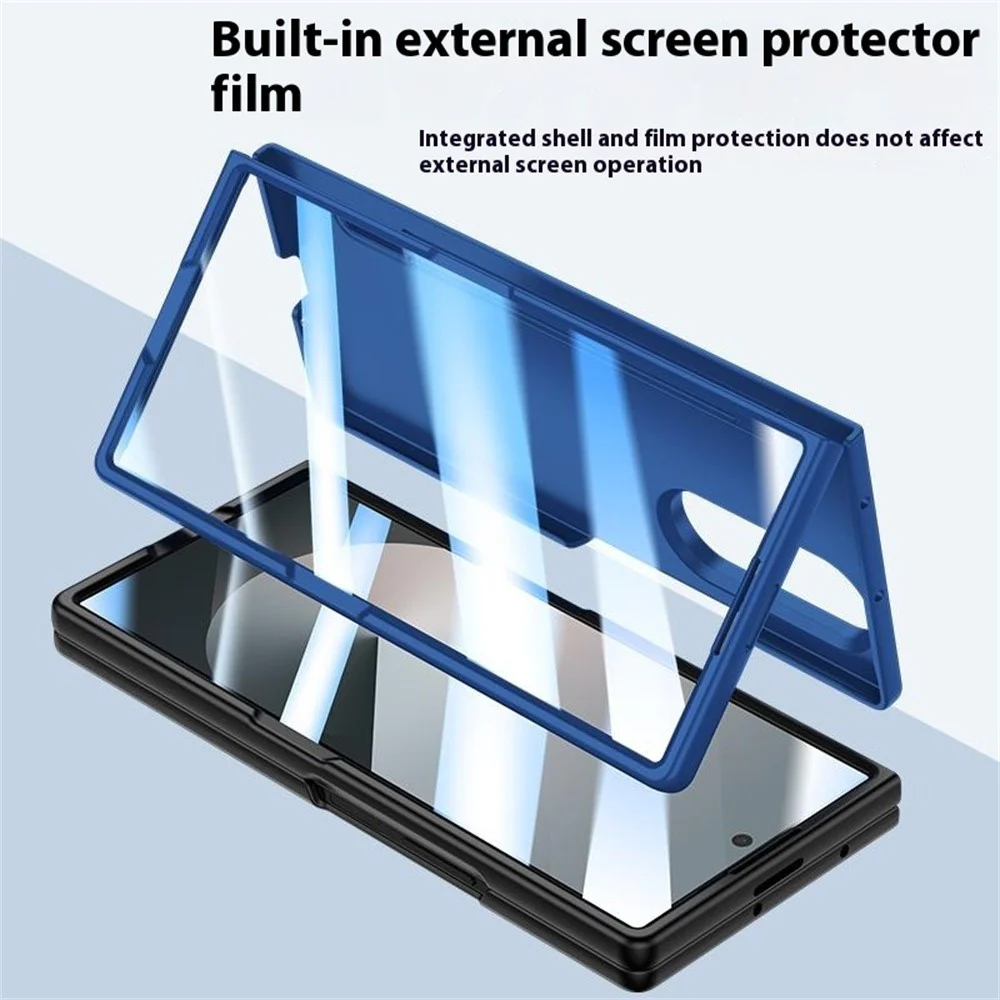 For Samsung Galaxy Z Fold7 5G Case Skin Feel Phone Cover with Tempered Glass Film / Pen Slot - White - Image 3