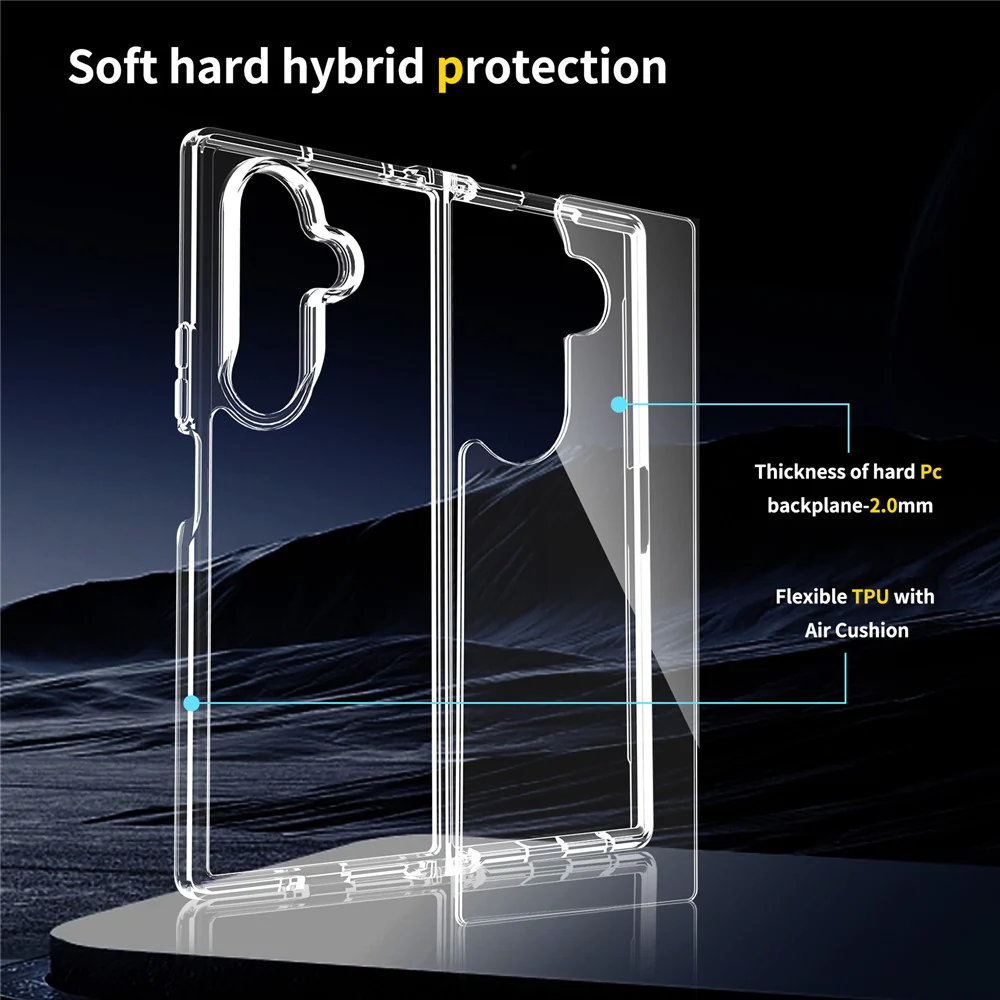 For Samsung Galaxy Z Fold7 5G Case TPU + Acrylic Clear Phone Cover, Integrated Design - Image 3