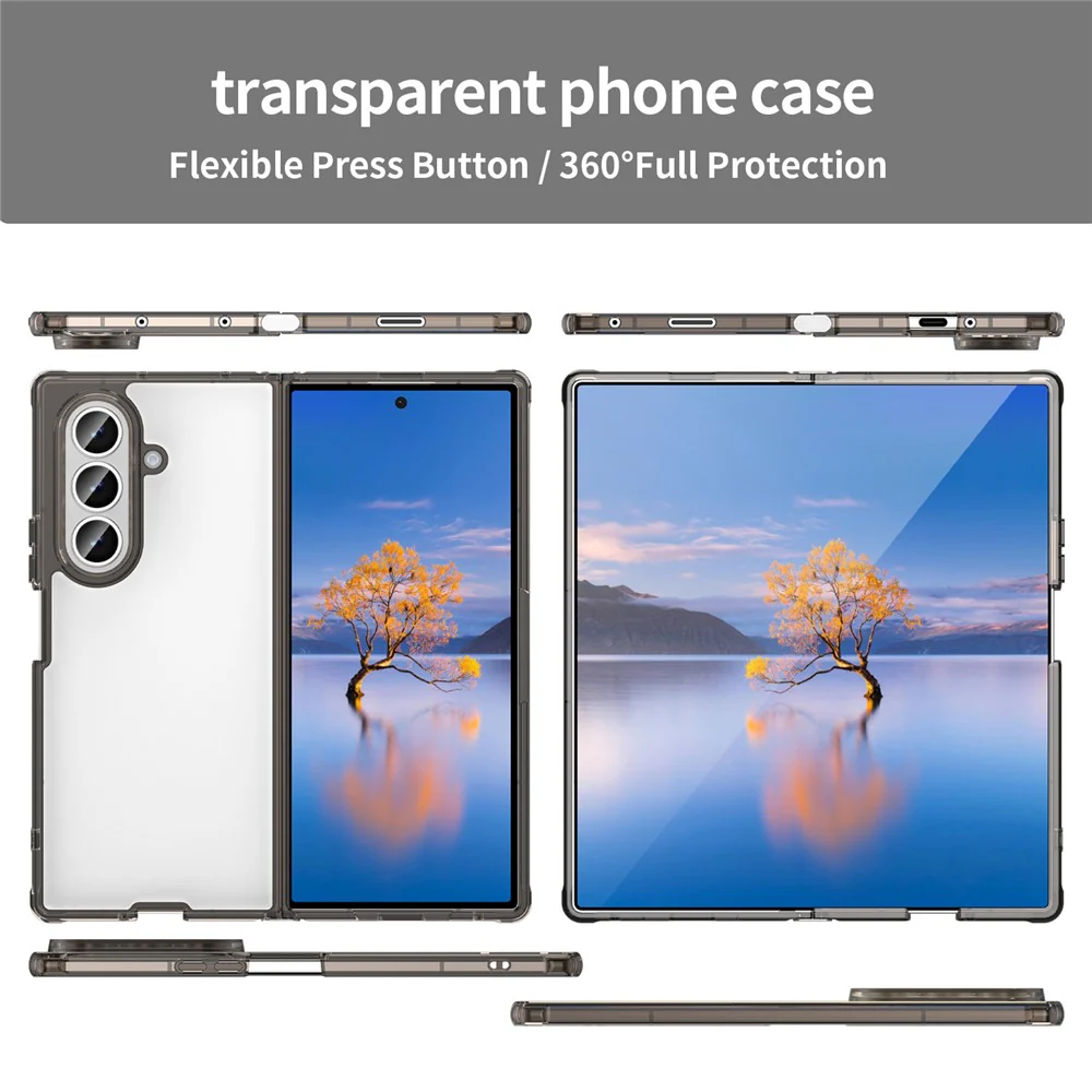 For Samsung Galaxy Z Fold7 5G Case TPU + Acrylic Phone Back Cover Anti Yellowing - Black - Image 6