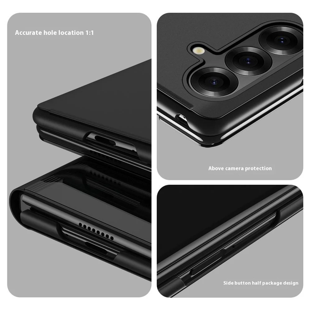 For Samsung Galaxy Z Fold7 5G Case View Window PU Leather + PC Electroplating Phone Cover - Blue - Image 6